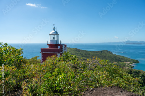 Panoramic view over Caravelle nature reserve on a peninsula in Martique with pointe Caracoli in background from Phare de la Caravelle