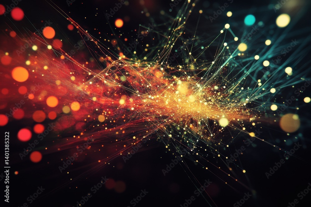 A network of glowing dots and lines abstract background A network of glowing dots and lines abstract background