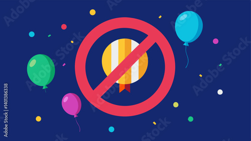 Party Vibes A vibrant No Shopping Allowed sign surrounded by colorful balloons and streamers embodying celebration instead of consumerism.