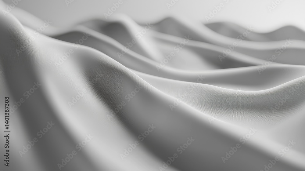 Fototapeta premium Abstract close-up of soft, flowing white fabric, creating gentle waves and textures.