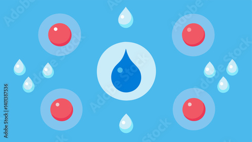 Hydration Boost An illustration of water molecules seamlessly entering skin cells through spaces created by nanoparticles signifying enhanced hydration.