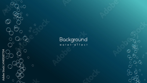Air bubbles, aqua and effervescent water fizz. Bubble underwater with dark background 