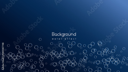Air bubbles, aqua and effervescent water fizz. Bubble underwater with dark background 