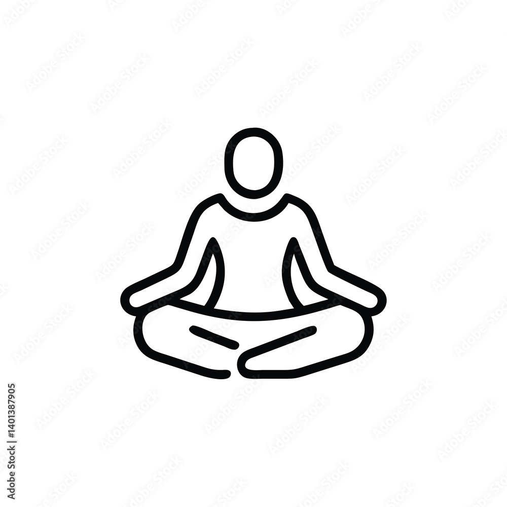 Meditating Person Outline Icon Serene Mindfulness And Mental Wellbeing