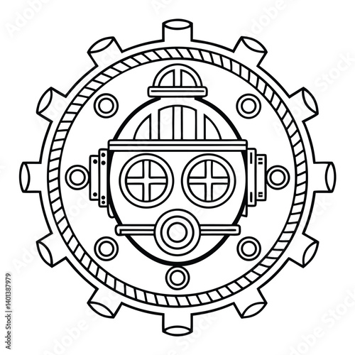 Vintage Diving Helmet Gear Ocean Deep Sea Exploration Hatch