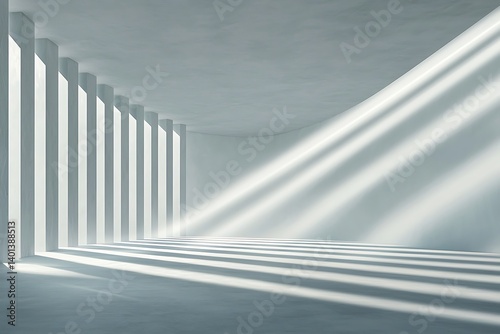 Sunlit Modern Hallway Columns.