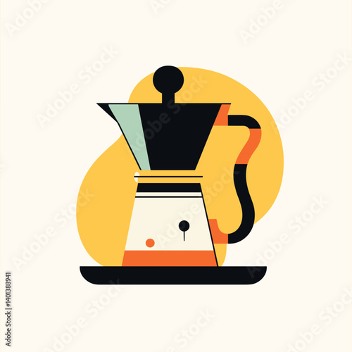 Stylish vector illustration of a coffee pot in a modern design for kitchen and culinary projects