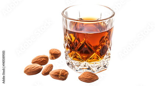 Premium Quality Italian Liqueur Amaretto Bottle Isolated on White Background