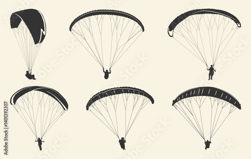 Paragliding silhouettes