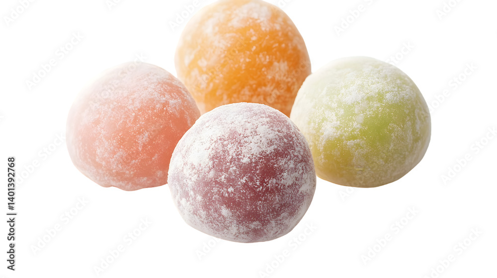 Mini Mochi Dessert Isolated on White Background - High Quality Stock Photo Mini Mochi Dessert Isolated on White Background - High Quality Stock Photo