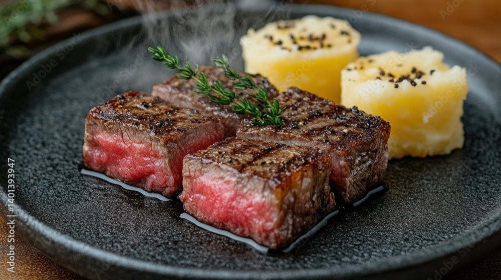 Sizzling steak and creamy mashed potatoes Sizzling steak and creamy mashed potatoes