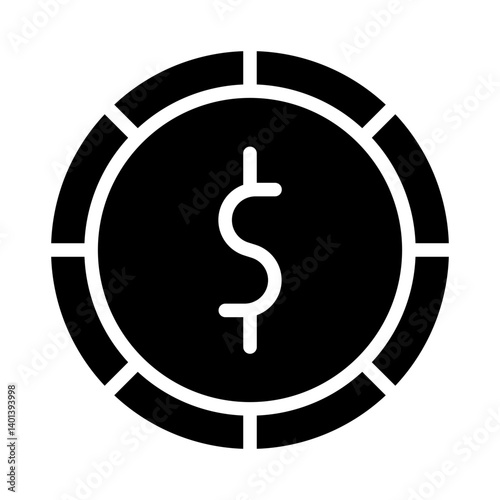 Dollar Coin Vector Line White Circle Red