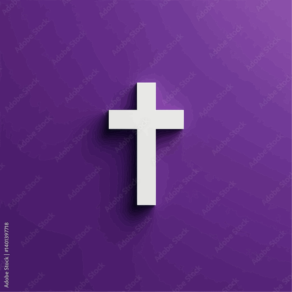 Obraz premium White Cross on Purple Background