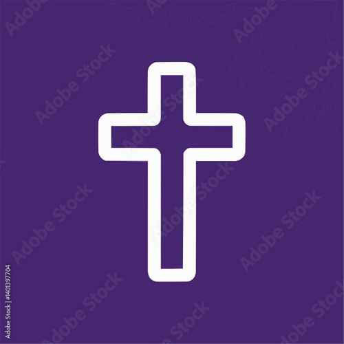 White Cross on Purple Background

