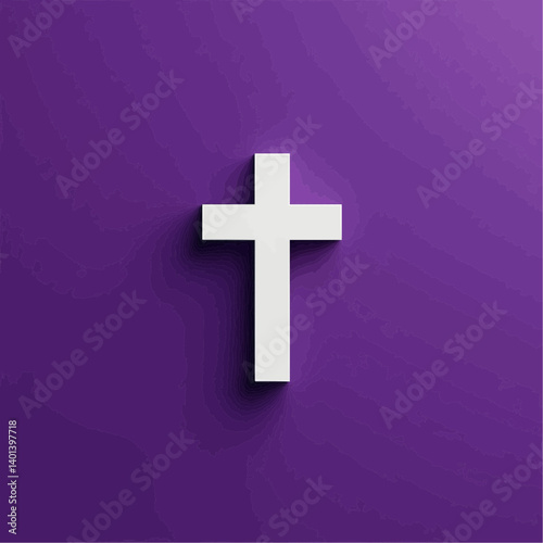 White Cross on Purple Background


