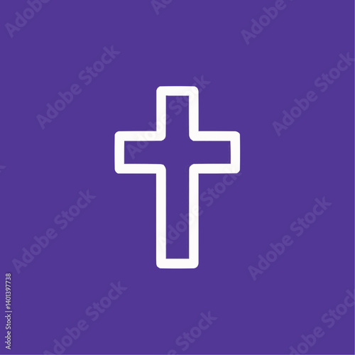 White Cross on Purple Background

