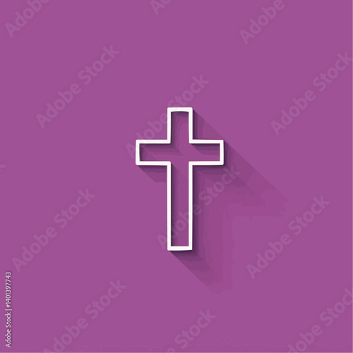 White Cross on Purple Background


