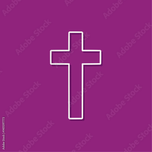 White Cross on Purple Background

