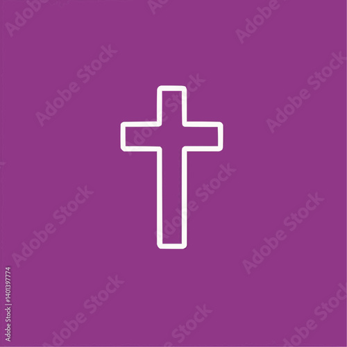 White Cross on Purple Background


