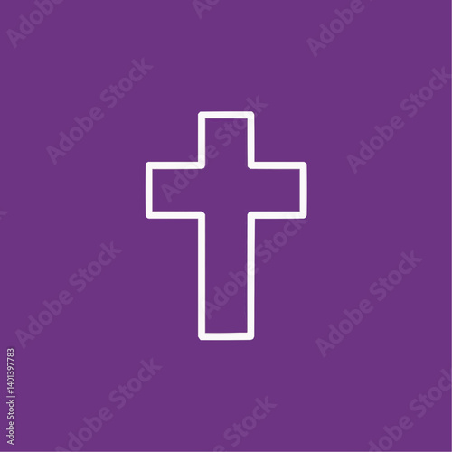White Cross on Purple Background

