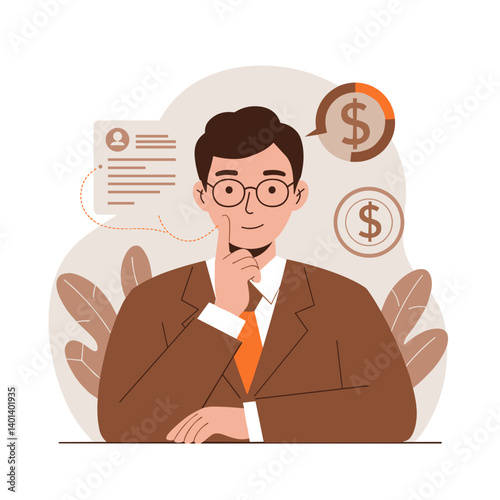 Thoughtful finance manager contemplating investment strategies  