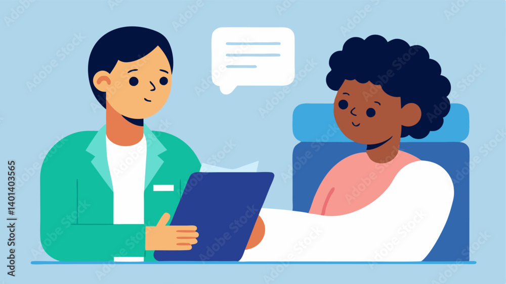 Sleep Hygiene Education The doctor sharing a visual guide on good sleep habits with the patient who is listening attentively and taking notes. Sleep Hygiene Education The doctor sharing a visual guide on good sleep habits with the patient who is listening attentively and taking notes.