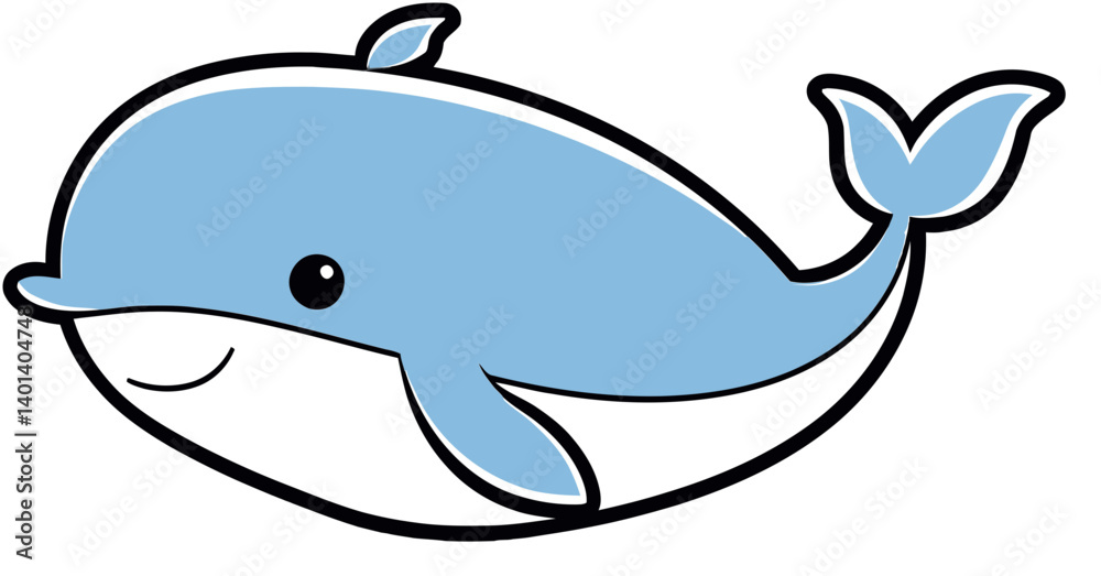 Fototapeta premium Whale Fluke Whale Side View Vector