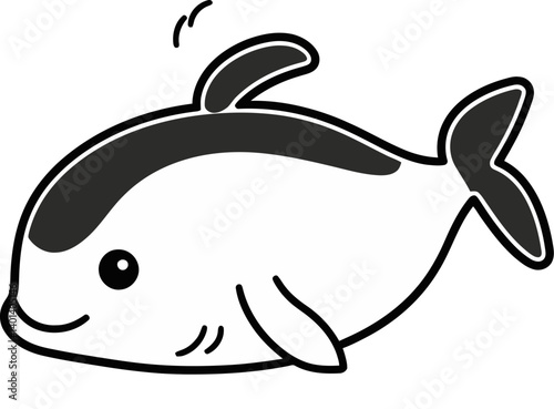 Whale and Ocean Horizon Whale Breaching with Waves Vector