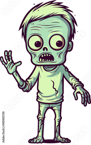 Cartoon Zombie Character Zombie in the Graveyard Vector