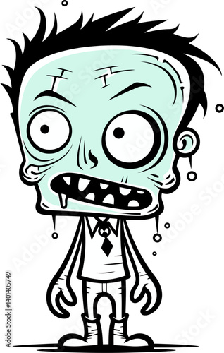 Creepy Zombie Face Halloween Zombie Character PNG