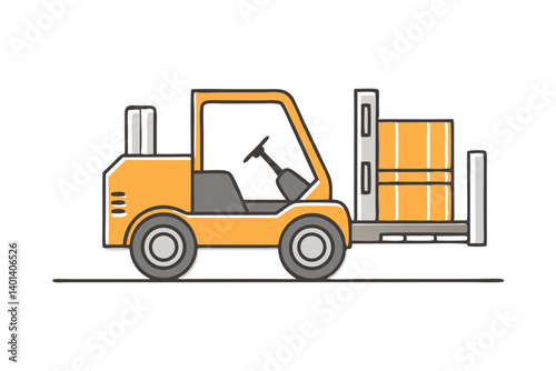 Vector of an industrial heavy-duty transport truck or forklift, isolated on white background.
