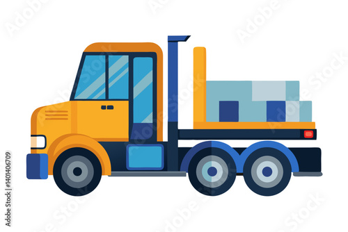 Vector of an industrial heavy-duty transport truck or forklift, isolated on white background.
