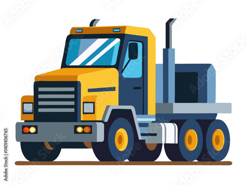 Vector of an industrial heavy-duty transport truck or forklift, isolated on white background.
