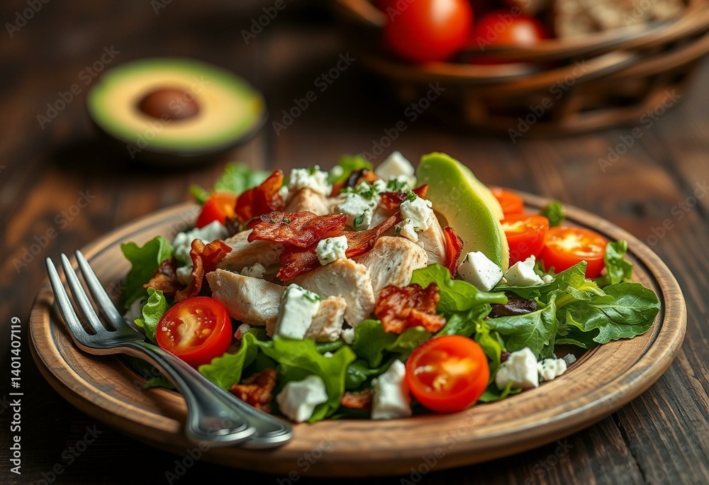 Warm and inviting dinner scene with Cobb Salad Warm and inviting dinner scene with Cobb Salad
