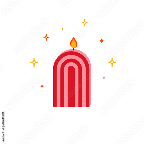 Scented wax candle. Aromatic soy wax candlelight cartoon flat style, modern wick stick fragrance decor for cozy warm spa relaxation atmosphere. Vector illustration