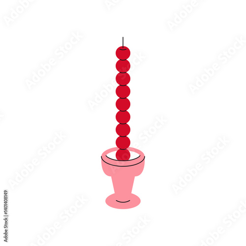 Scented candle in candlestick. Cartoon aroma wax candlelight in decorative holder, cozy relax interior decoration. Vector abstract illustration