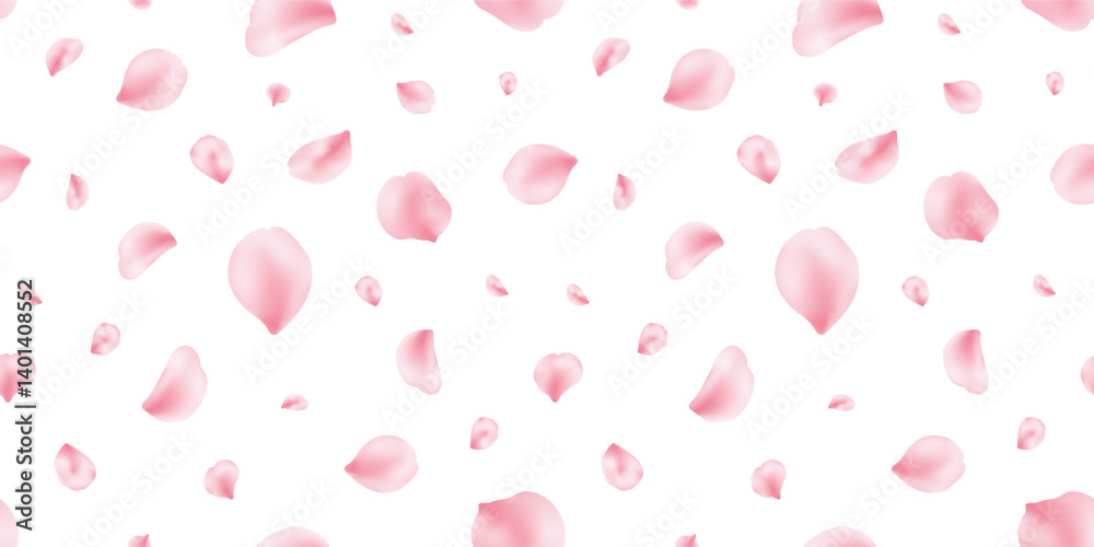 Japan flower seamless pattern. Spring cherry blossom frame. Sakura petal flying banner. Cosmetic beauty product. Natural decoration. Pink rose. Spa frame. Valentine romantic card. Vector illustration Japan flower seamless pattern. Spring cherry blossom frame. Sakura petal flying banner. Cosmetic beauty product. Natural decoration. Pink rose. Spa frame. Valentine romantic card. Vector illustration