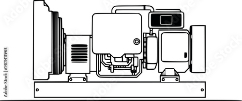 Outline vector illustration of an industrial power generator