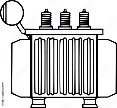 Outline vector illustration of an electrical transformer power grid