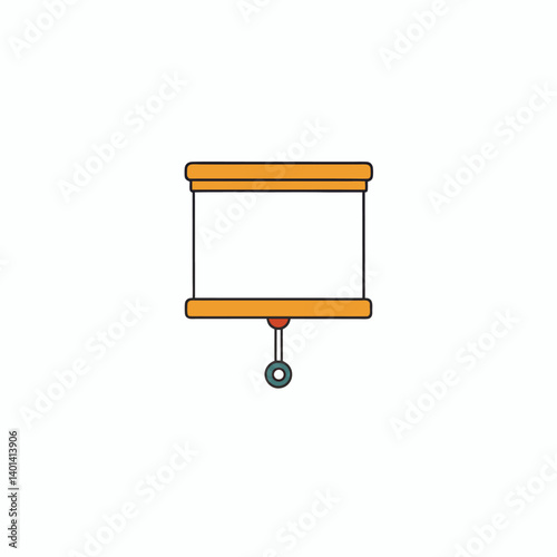 Pull down projector screen on white background