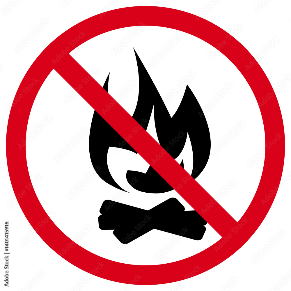 campfire prohibited here red crossed-out sign. Please no flame or fire here. campfire prohibited here red crossed-out sign. Please no flame or fire here.