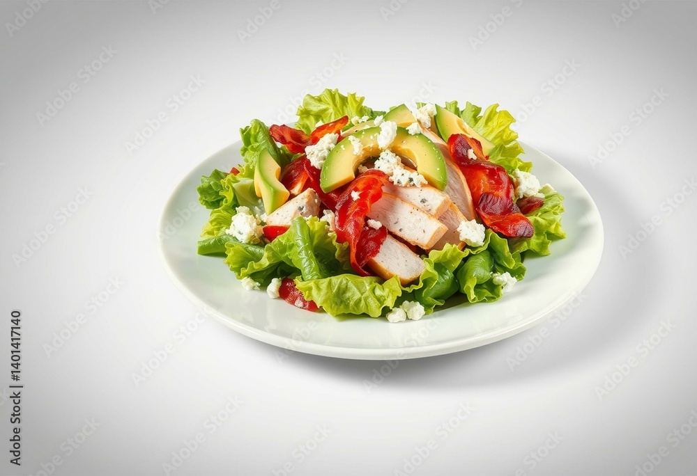 Fresh and appetizing Cobb Salad on a white plate Fresh and appetizing Cobb Salad on a white plate