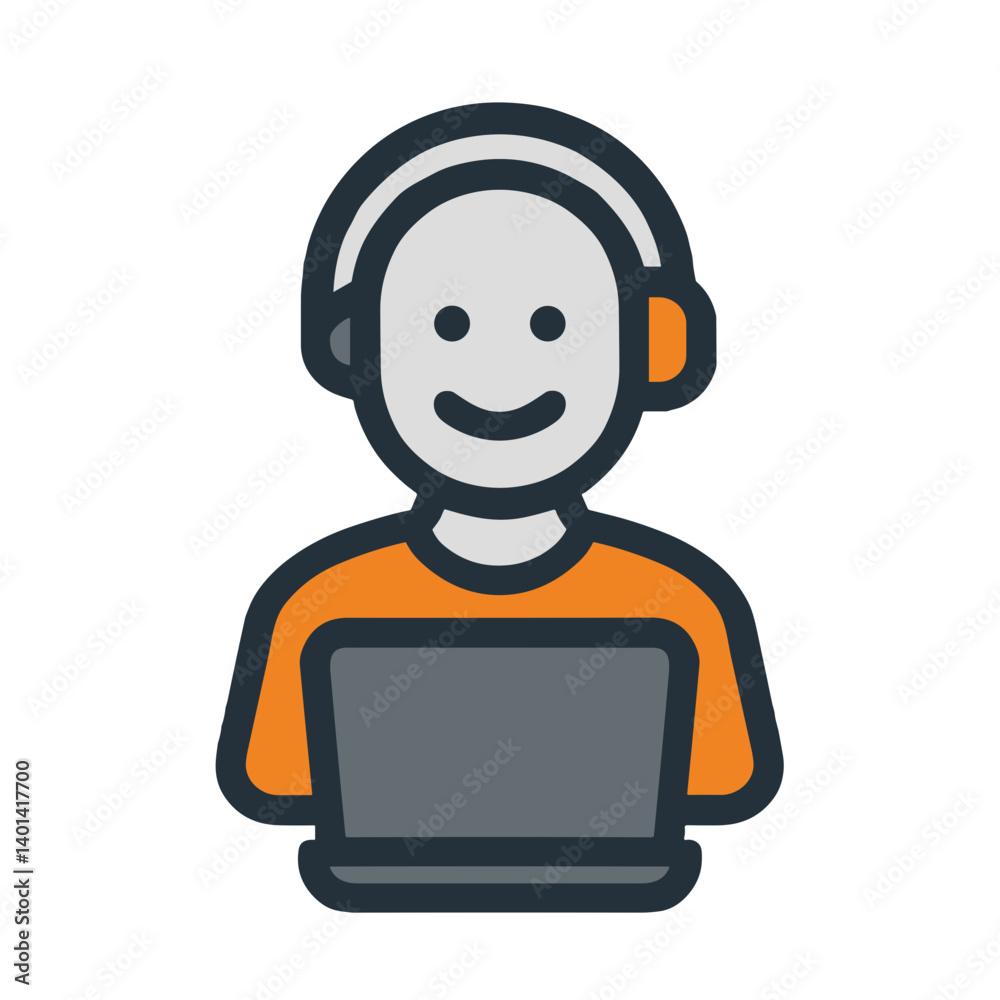 Person smiling while working remotely at a laptop Person smiling while working remotely at a laptop
