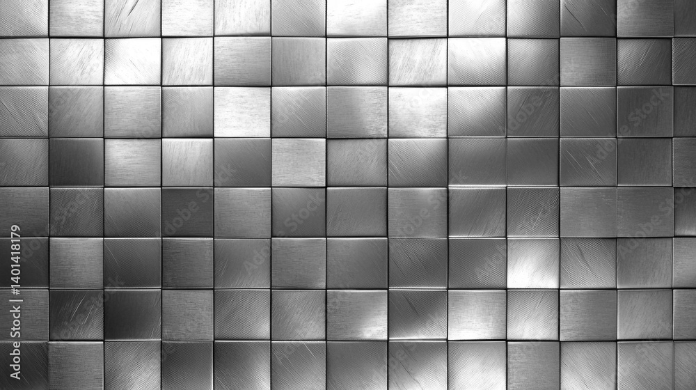 Seamless pattern of brushed stainless steel surface, clean industrial texture, smooth gradient light reflection,