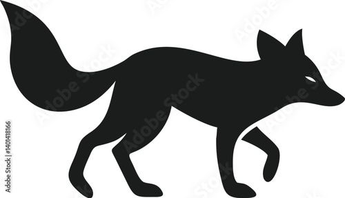 Silhouette of a Walking Fox, Wild Canine Animal Icon