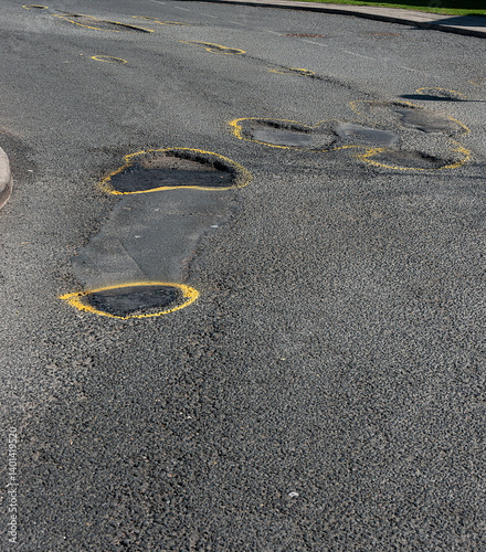 Pot holes on a UK road
