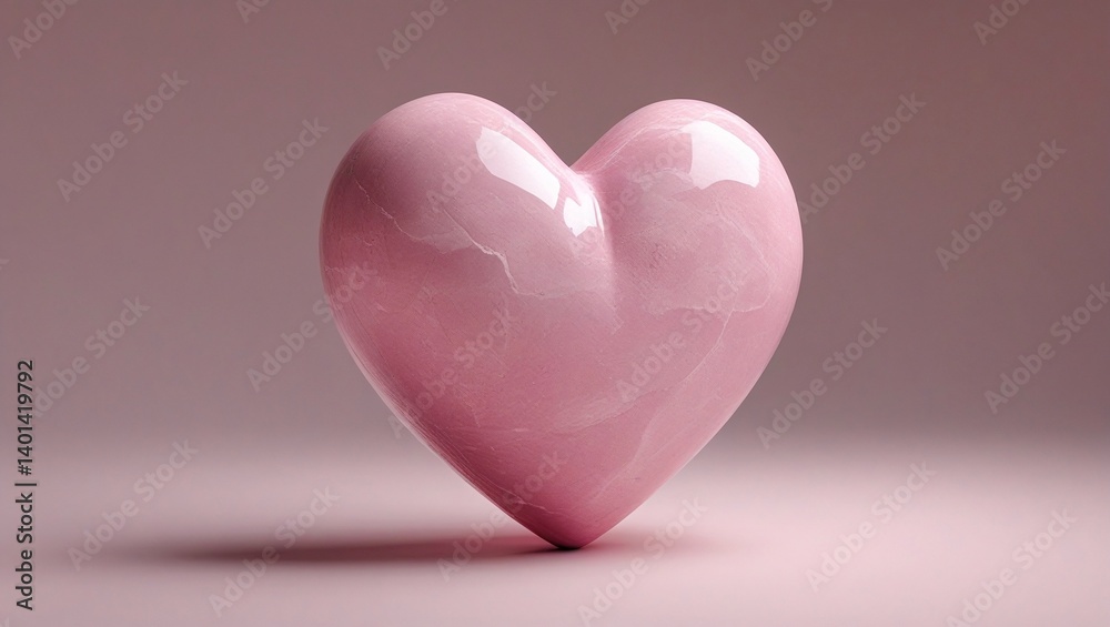 Obraz premium Pink Glossy Heart – Photorealistic 3D Design on Clean Background