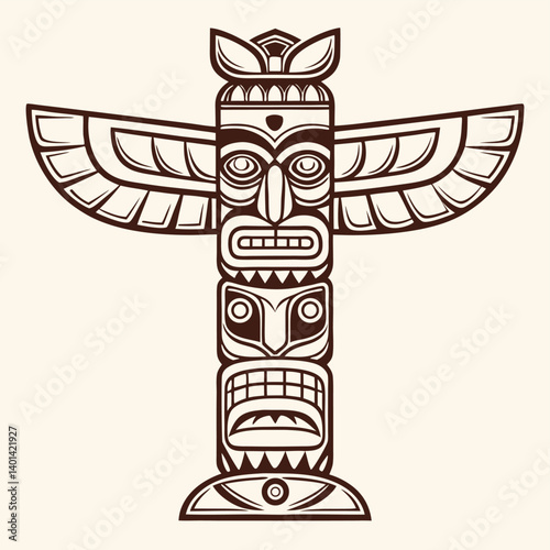 Native American Totem Pole, Northwest Coast, Indigenous Art, Carving, Tribal, Spiritual Symbol, Wood