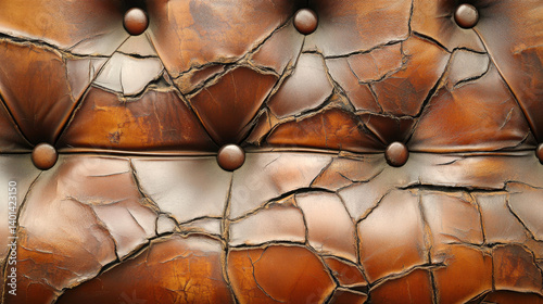 Distressed brown leather texture, cracked and worn, vintage industrial sofa surface