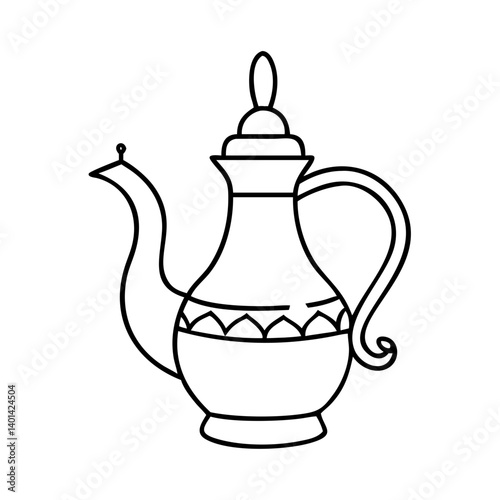 arabic tea pot icon, arabic tea pot line art - simple line art of arabic tea pot, perfect for arabic tea pot logos and icons